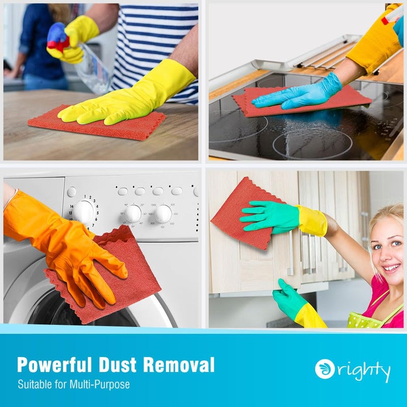 اورايتي مناديل تنظيف أوريتي بالجملة، عبوة من 150 قطعة، قابلة لإعادة الاستخدام، مناشف متعددة الأغراض للسيارات، مناشف تنظيف من الألياف الدقيقة للسيارات والميكانيكا والمطبخ، مناشف خالية من الوبر 11.5 × 11.5، أحمر - Image 4